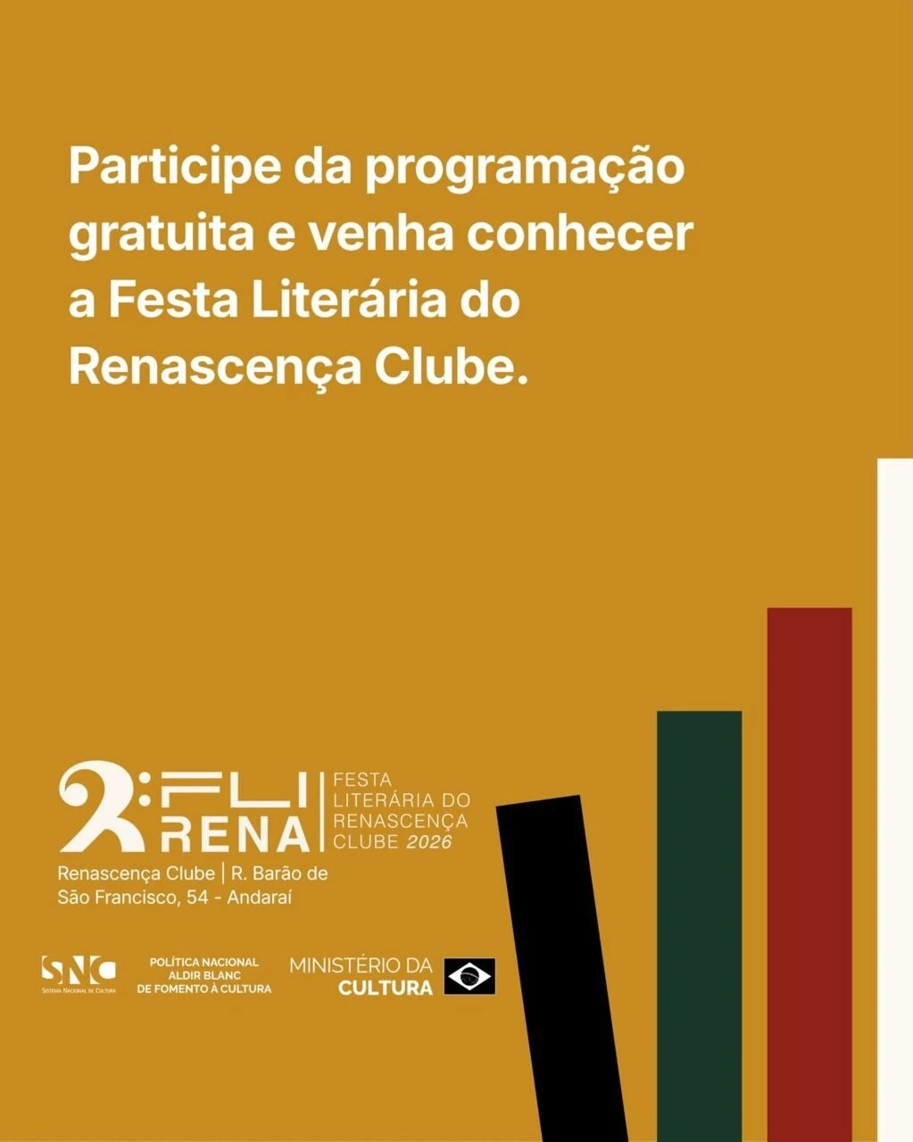 📚✨ A FLIRENA está chegando! Nos dias 4, 5 e 6 de novembro, o Renascença Clube será palco de encontros entre literatura…