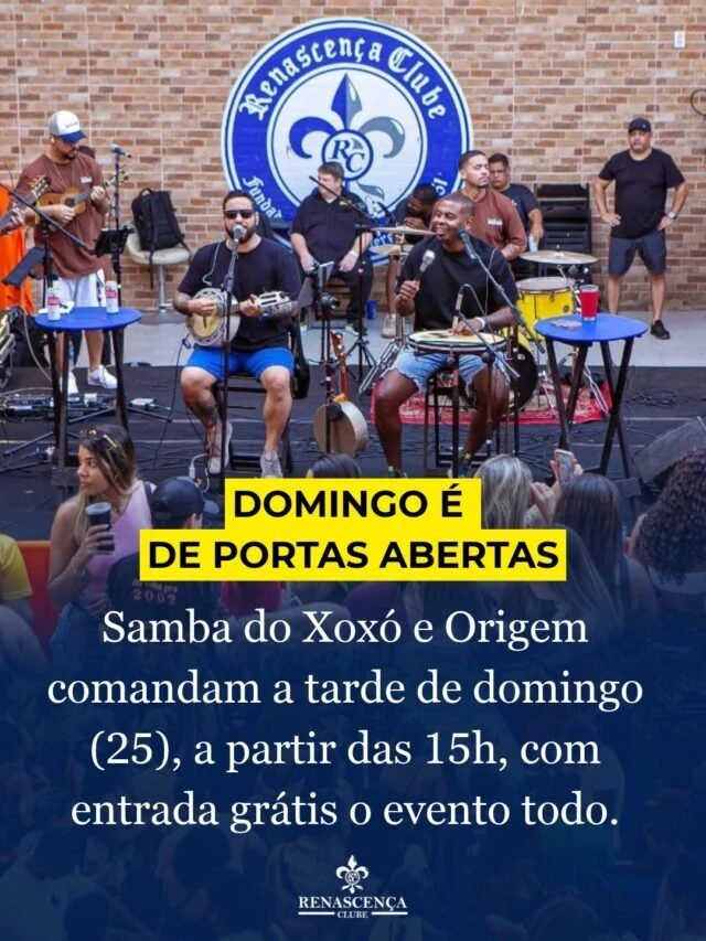 Domingo no Renascença tem portas abertas e samba de qualidade na programação. O Rena de Portas Abertas reúne Samba do…