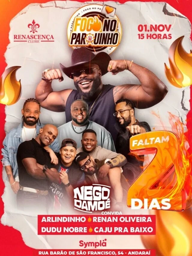 Faltam 2 dias pro Fogo no Parquinho, e o Rena já está pegando fogo 🔥 No domingo 1º de novembro, Nego Damoé convida…
