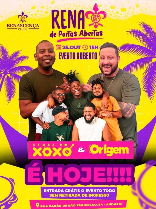 É hoje! Rena de Portas Abertas, com entrada grátis o evento todo 🎶 Samba do Xoxó e Grupo Origem comandam uma tarde de…