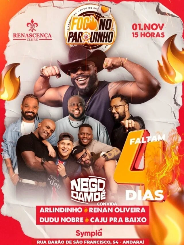 Faltam 4 dias pro Fogo no Parquinho, e o Rena já está esquentando 🔥 No domingo 1º de novembro, Nego Damoé convida…